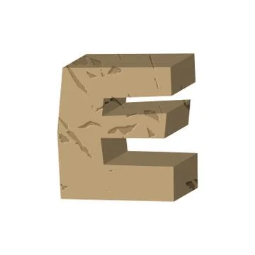 Letter E stone font. Rock alphabet symbol. Stones crag ABC sign Stock Illustration
