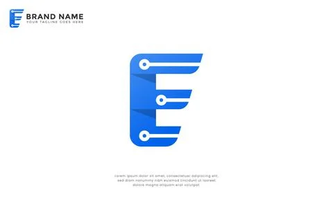 Letter E tech circuit logo Stock Illustration