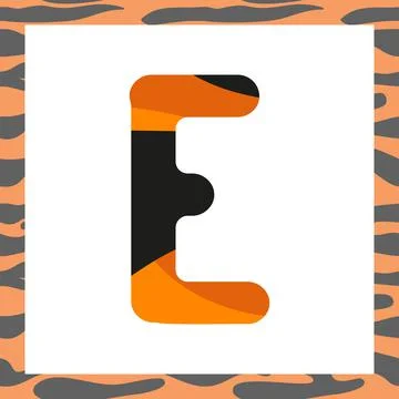 Letter E with tiger pattern Stock Illustration