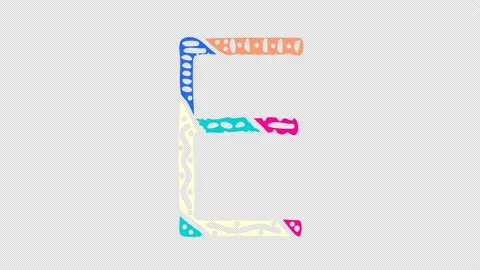 Letter E. Transparent Alpha channel. 4K video. Colorful bright multi-colored Stock Footage 154976964