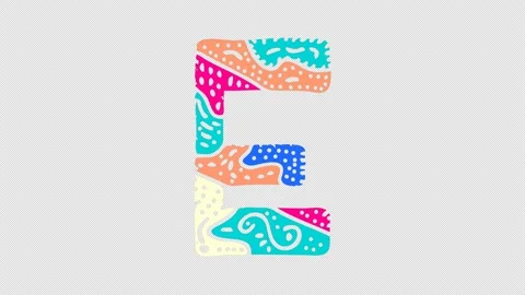 Letter E. Transparent Alpha channel. Colorful doodle animated isolated 4K video. Stock Footage 156434622