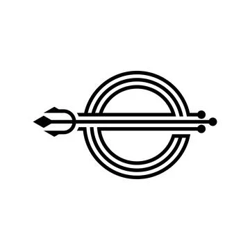 Letter E with trident monogram icon concept. Stock Illustration