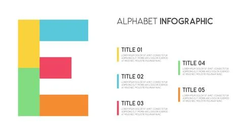 Letter E vector alphabet and other elements for infographics イラスト素材