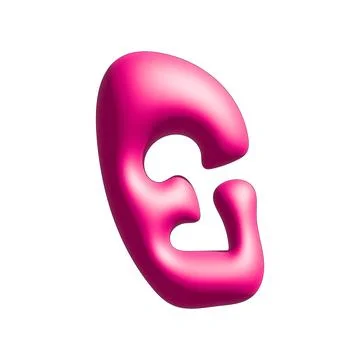 Letter E a vibrant, magenta-colored abstract sculpture with smooth, rounded edge Stock Illustration