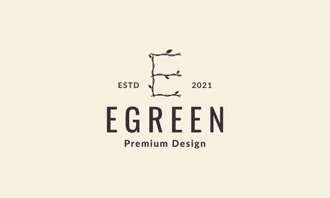Letter E with vines leaf logo symbol vector icon illustration graphic design Stock Illustration
