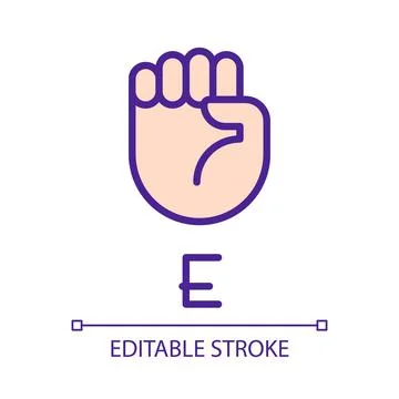 Letter E visualization in ASL pixel perfect RGB color icon Stock Illustration
