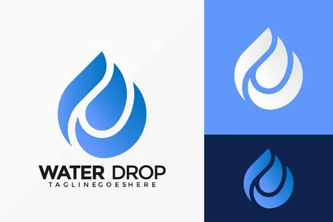 Letter E Water Drop Logo Vector Design. Abstract emblem, designs concept, log Иллюстрация