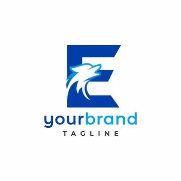 Letter E Wolf Logo Design Vector , Initial Gaming Logo Stock Illustration