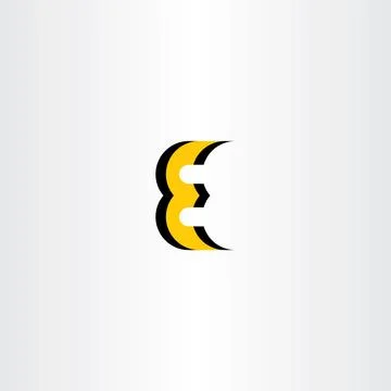 Letter e yellow black icon logo Stock Illustration