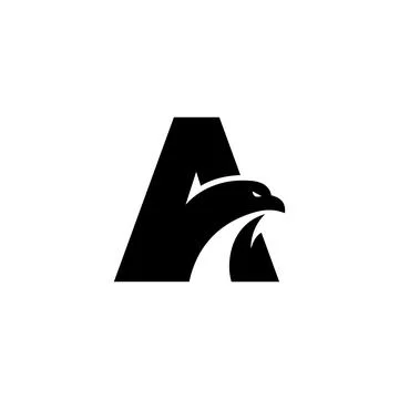 Letter A eagle logo design. Letter A initials. Eagle head silhouette negative Stock Illustration