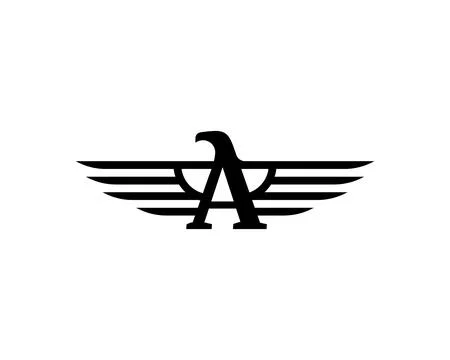 Letter A eagle spreading wing logo design concept. Vector illustration Illustrazione stock