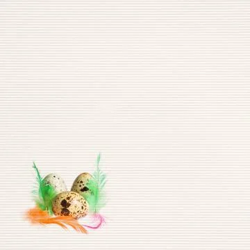 Letter, easter eggs with feathers . Stock Photos