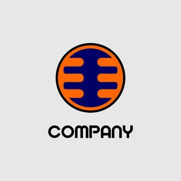 Letter EB Alphabetic Logo Design Template, Blue, Orange Ellipse, Rounded Lo.. Ilustración de archivo