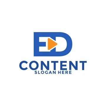 Letter ED with media player, modern logo content, creative content logo vec.. Stock Illustration