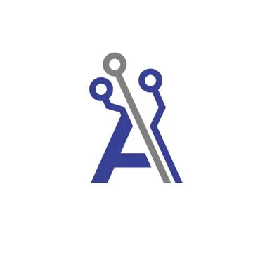Letter A with electronic symbol Stock Illustration