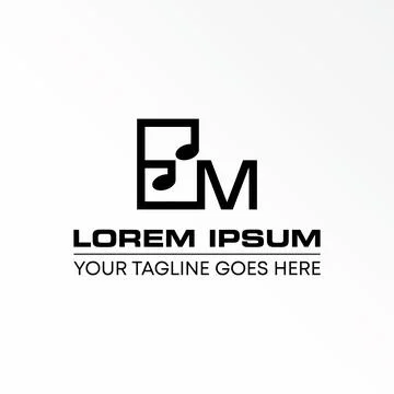 Letter EM logo free vector stock. Note song abstract design concept. Stock Illustration