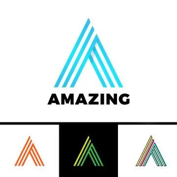 Letter A enclosed in a triangle. Abstract vector logo in a linear style. 스톡 일러스트