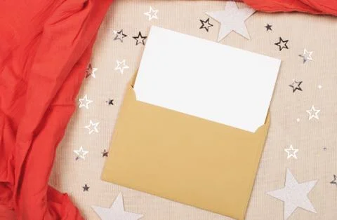 Letter in an envelope on fabric texture. Stock Photos