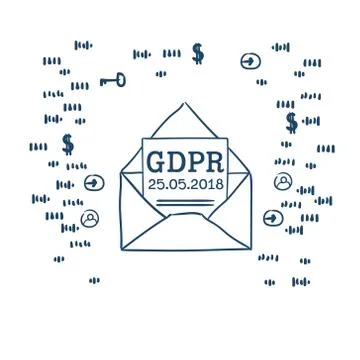 Letter in envelope General Data Protection Regulation GDPR server security guard Stock Illustration