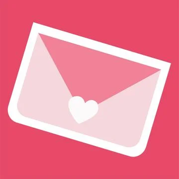 Letter envelope with Heart on it, sent by mail in pink color. Sticker for S.. Stock Illustration