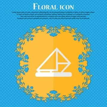 Letter, envelope, mail. Floral flat design on a blue abstract background with Stock-Illustration
