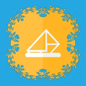 Letter, envelope, mail. Floral flat design on a blue abstract background with pl Stock-Illustration
