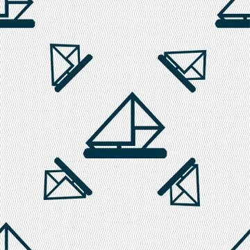 Letter, envelope, mail icon sign. Seamless pattern with geometric texture. Ve イラスト素材