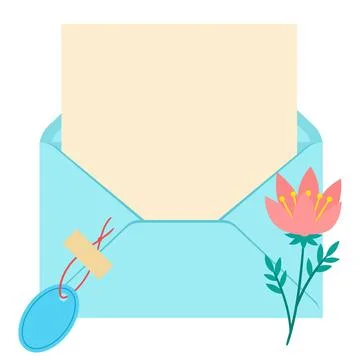 Letter in envelope. Romantic template with decor. Stock Illustration