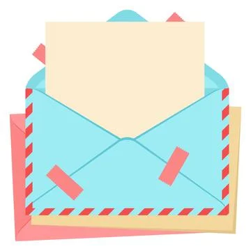 Letter in envelope. Romantic template with decor. Stock Illustration