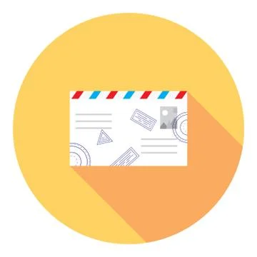 Letter Envelope With Stamps Flat Icon Stock Illustration