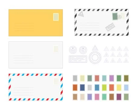 Letter Envelope Templates Set Stock Illustration