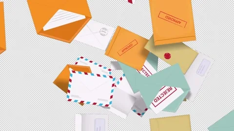 Letter Envelopes 4 Pack Transitions Stock Footage 225310867