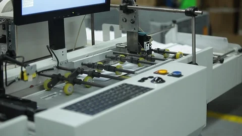 Letter envelopes Printing Rolls with High speed labeling machine in industrial Stock Footage 110771894