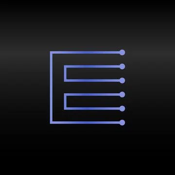 Letter E.Vector technology font. Digital alphabet element. Isolated. Microchip Stock Illustration