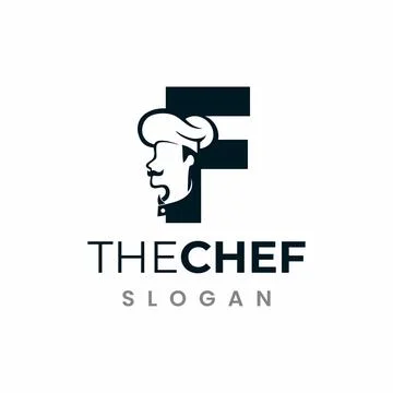 Letter F Chef Logo , Initial Restaurant Cook Vector Design Stock Illustration