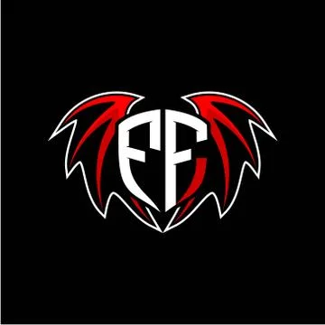 Letter F F initial vector logo template with a minimalist dragon wing style Stock Illustration