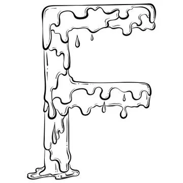 Letter F with flow drops Illustrazione stock