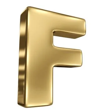 Letter f from gold solid alphabet Stockillustratie