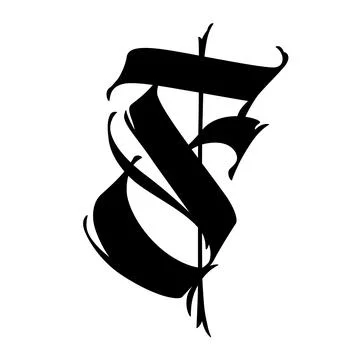 Letter F, in the Gothic style. Vector. Alphabet. Calligraphy and lettering. M Stock Illustration