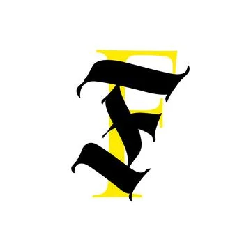 Letter F, in the Gothic style. Vector. Alphabet. The symbol is isolated on a Stock Illustration