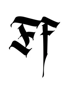 Letter F, in the Gothic style. Vector. Alphabet. The symbol is isolated on a Stock Illustration