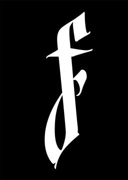 Letter f, in the Gothic style. Vector. Alphabet. The symbol is isolated on a Stock Illustration