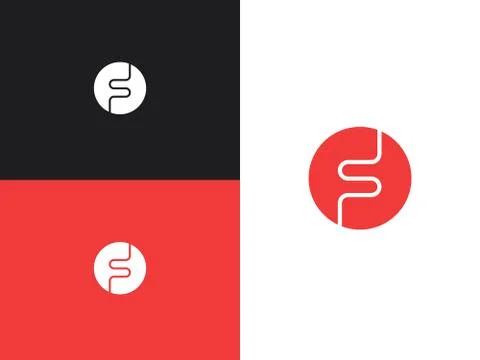 Letter F logo, Circle shape symbol, Digital, Technology Stock Illustration