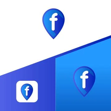 Letter F With Map Pointer icon or logo design template elements Illustrazione stock