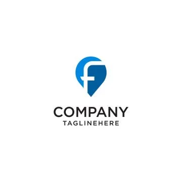 Letter F With Map Pointer logo design concept template Illustrazione stock