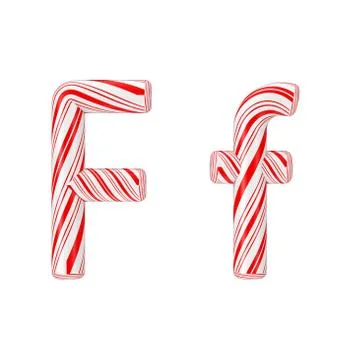 Letter F Mint Candy Cane Alphabet Collection Striped in Red Christmas Colour  Stock Illustration