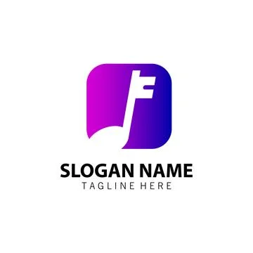 Letter F notes key Logo design vector Stock Illustration