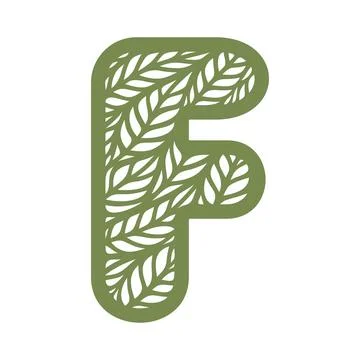 Letter F with a pattern of leaves.  Stock Illustration