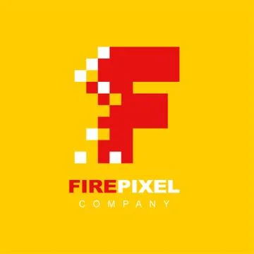 Letter F Pixel Technology Creative Logo Symbol Vector Stock Illustration
