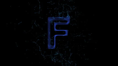 Letter F Plexus Line And Dots Connection on Dark Background Stock Footage 346115316